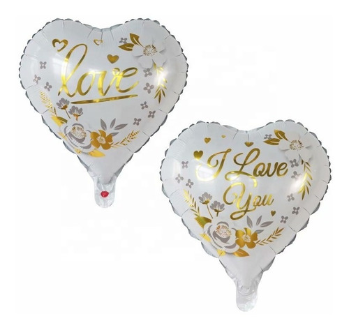  Pack X 10 Globo Metaliz Love Blanco Y Dorado  18 PuLG 