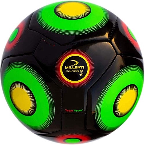 Millenti Team Youth Soccer Ball - Tamaño 4 Black Green Socce