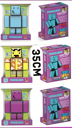 Kit 3 Bonecos Minecraft Problems, Melzinha e Mel Grande35 Cm