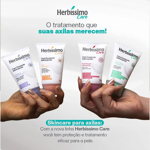 2 Uni Creme Desodorante Herbíssimo 72h Coco E Vitamina C 55g