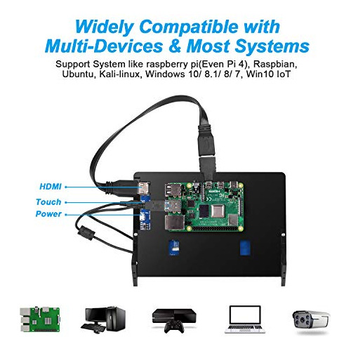 Raspberry Pi Pantalla Tactil Capacitiva 7 Kuman Lcd Entrada