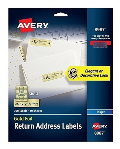 Avery Foil Mailing Labels 3 4 X 2 1 4 Gold 300 Pack