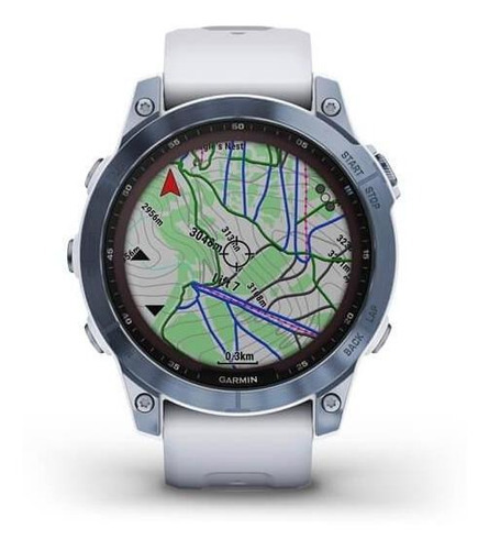 Reloj Gps Garmin Fenix 7 Zafiro Solar Titanio Dlc (47mm) Color De La Caja Azul Mineral Color Del Bisel Azul Mineral