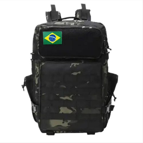 Mochila Militar Assault Masculina Feminina Impermeável 50l  Cor Preto Camuflado 04