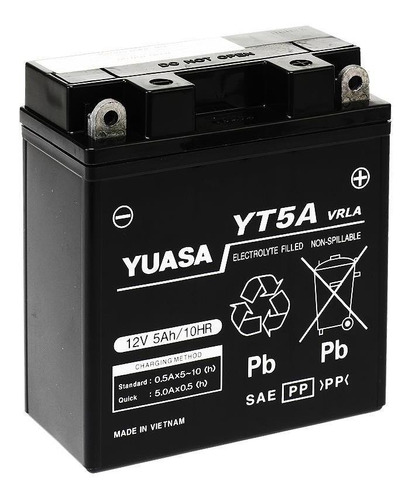 Imagen 1 de 8 de Batería Moto Yuasa Yt5a Yamaha Fz 16 10/18