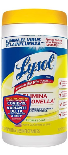 Toallitas Desinfectantes Lysol 80 Toallas C/u Original