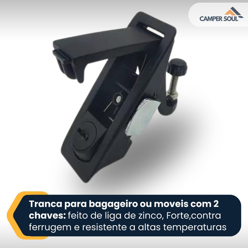 Fechadura Trava Tranca Bagageiro Preta Trailer Motorhome