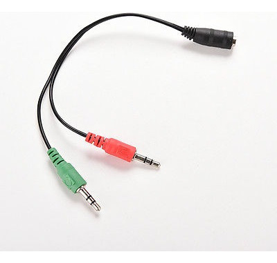 3,5 Mm Hembra A 2 Macho Conector Auriculares Audio Mic Split