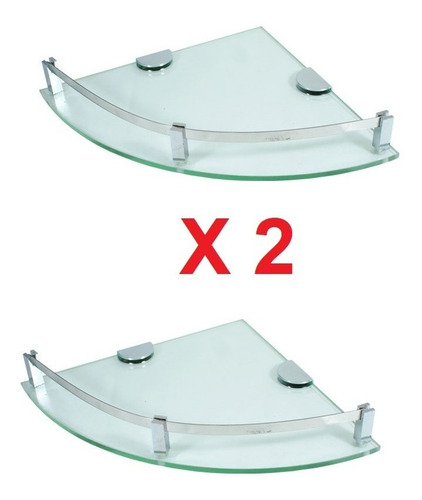 Imagen 1 de 3 de Repisa Esquinare De Vidrio Baño O Decoración 2 Unid Naffull