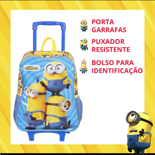 Mochila De Rodinhas Minions Escolar Oficial Sestini