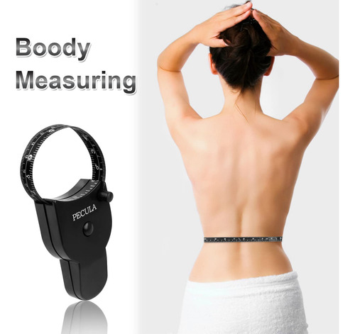 Cinta Métrica Corporal Negra 152 Cm Con Bloqueo Y Botón Retr