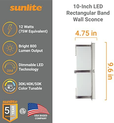 Aplique De Pared Rectangular Led Sunlite De 12 Vatios (75 W