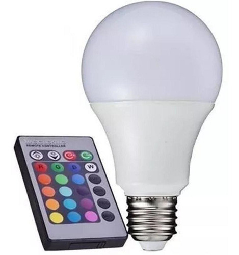 Bombilla LED RGB a color con control remoto 110 V/220 V (Bivolt)