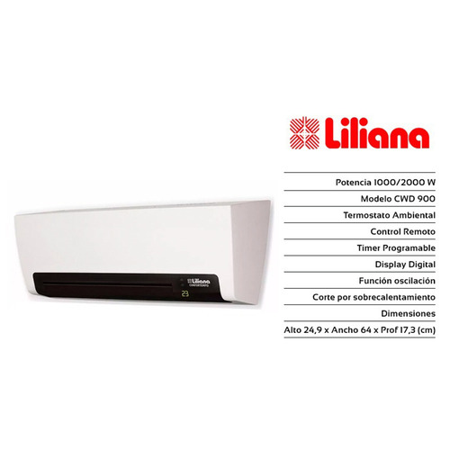Imagen 8 de 8 de Caloventor eléctrico Liliana CWD900 blanco 220V-230V