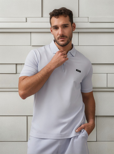 Polo Thermo Tech Logo Azul Calvin Klein