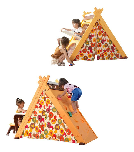 Tienda Teepee 4 En 1 - Caballete, Escritorio, Escalador Kidz