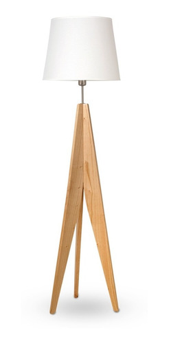Imagen 1 de 1 de Lámpara Pie Living Madera Pino Natural Con Pantalla Lino
