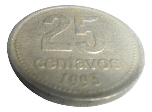 Moneda Argentina 25 Centavos 1993 ( Canto Grueso)