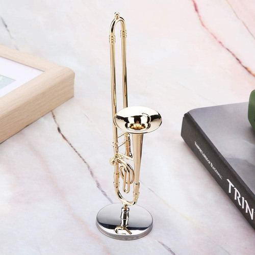 Adornos De Instrumento De Trombón Miniatura Dorado Lat...