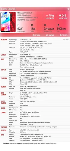 Xiaomi Redmi 8 M1908c3ig 4gb 64gb Dual Sim Duos
