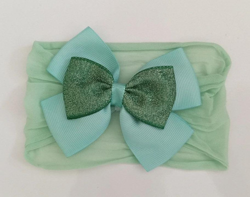 Faixa De Cabelo Para Bebe Turbante Com Laço Cor Verde-claro
