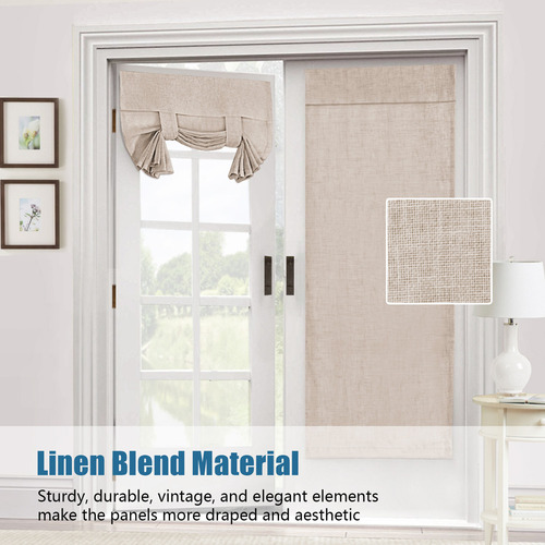 W Cortinas Anudables Con Textura De Lino, Opacas Térmicas,