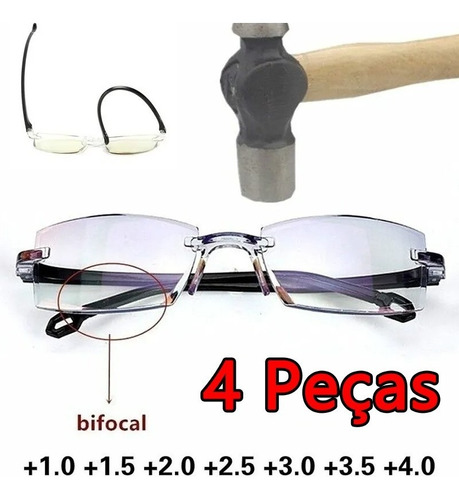 Oculos Progressivos Anti-azul 300 Safira Dureza Alta 4peças | Parcelamento  sem juros