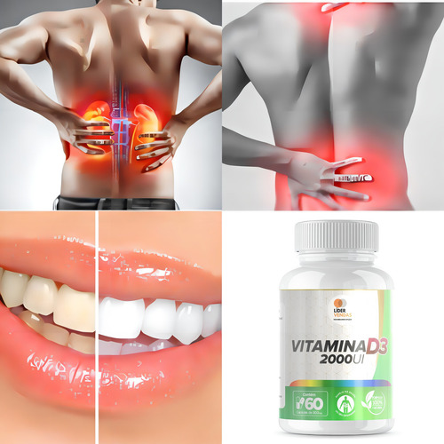 Kit de vitamina D3, 2000 UI, Vit D3, 60 cápsulas, 500 mg, con 4 botes, sabor neutro