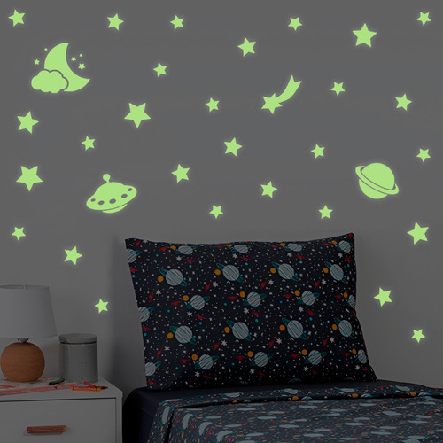 Vinilo Infantil: Estrellas Brillan Oscuridad Fluorescente