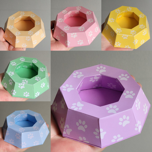 Pote De Ração Candy Colors Patinhas/ Kit Com 6 Unidades