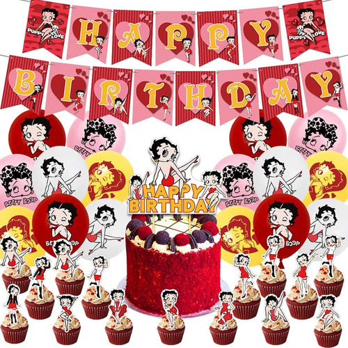 44 Pcs Betty Boop Girl's Birthday Party Decorations,party Su