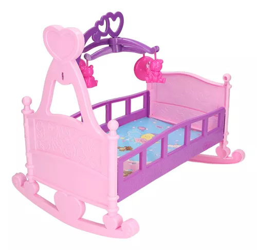 NUOBESTY Cama de cuna para muñecas en miniatura a escala 1:12, modelos de  cuna para muñecas, cama de muñeca de madera, muebles para casa de muñecas