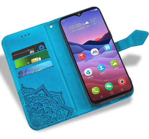 Para Zte Blade V20 Smart Wallet Funda Y Vidrio Templado1920