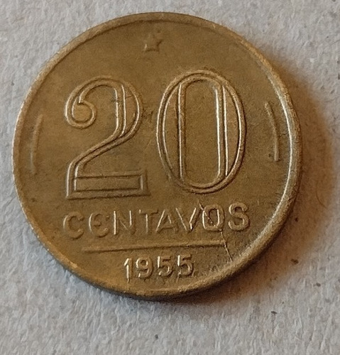 Moneda De Brasil De 20 Centavos Año 1955