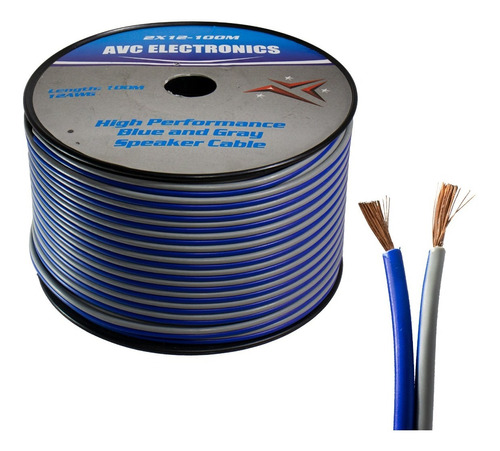 Cable Polarizado Avc 2x12 Azul-gris 100mts