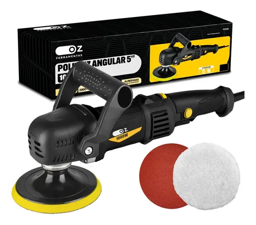 Politriz Angular Automotiva 5 Polegadas Velocidade Variável de Mão 1000w Pz1200 Oz Preto 127v