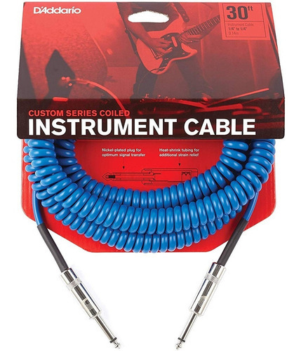 Daddario Pw-cdg-30bu Cable Espiral P/ Guitarra Bajo 9 Metros