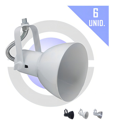 6 Unid Spot Trilho Lampada Bulbo Led E27 Direcional - Bocão Cor Branco 127/220V