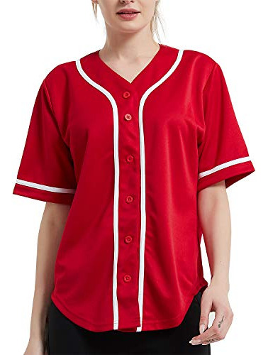 Toptie Women's Baseball Jersey Hip Hop Hipster Button P1gsy