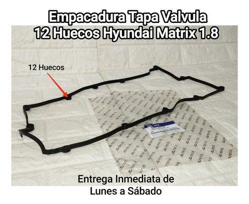 Empacadura Tapa Valvula 12 Huecos Hyundai Matrix 1.8 01/10