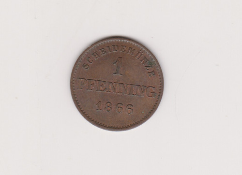 Moneda Alemania Bavaria 1 Pfennig Año 1866 Sin Circular