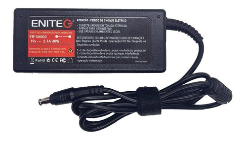 Imagem 1 de 8 de Fonte Carregador Para Notebook Samsung Np370e4k 19v 2,1a 40w