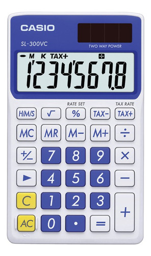 Calculadora Solar Wallet Casio Sl300vcbesih 8 Dígitos Azul