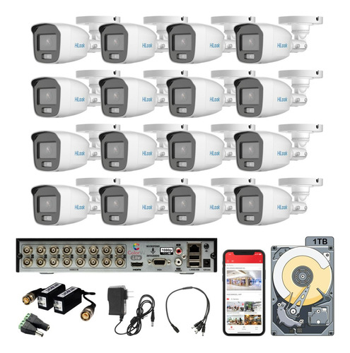 Kit Circuito Cerrado 16 1080 Hilook Colorvu Audio Baluns 1tb