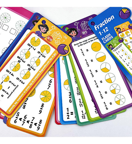 Tarjetas De Matemáticas De A 12 Con Bordes Fracción