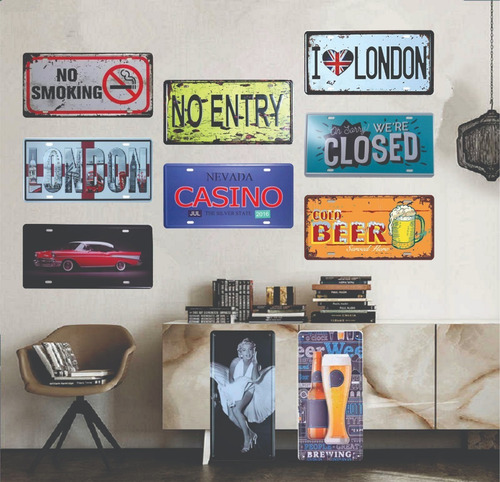 Imagen 8 de 10 de 10 Placas Decorativas Vintage Poster Decorativa Metal 30x15