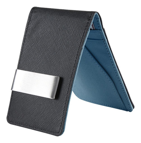 Clip De Dinero De Cuero Para Hombre Desmontable Azul