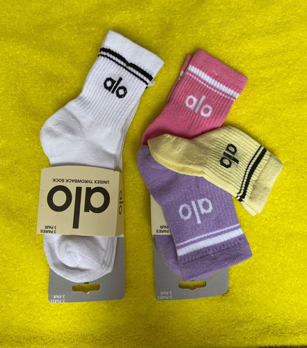 6 Calcetas Alo Yoga Unisex Varios Colores Unitalla Premium Blanco Lisa Unitalla