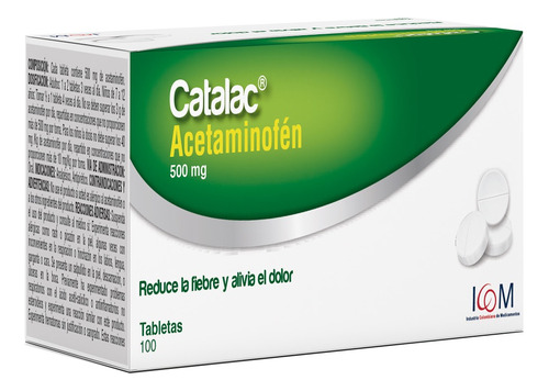 Catalac 500 Mg 100 Tbs Acetaminofén 500 Mg