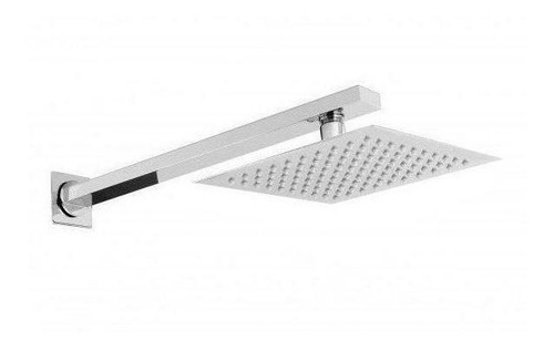 Ducha Inox Quadrada Chuveiro Slim 20x20 Com Braço Quadrado
